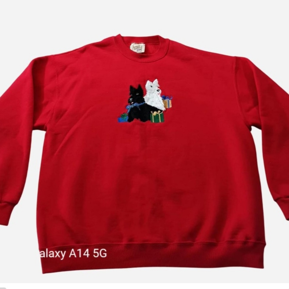 VTG Peanut butter and jelly Christmas Sweater Dogs Embroidered Crew Neck